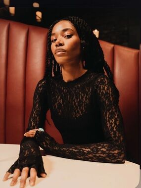 EB Denim Lombardi Black Lace Long Sleeve Top S